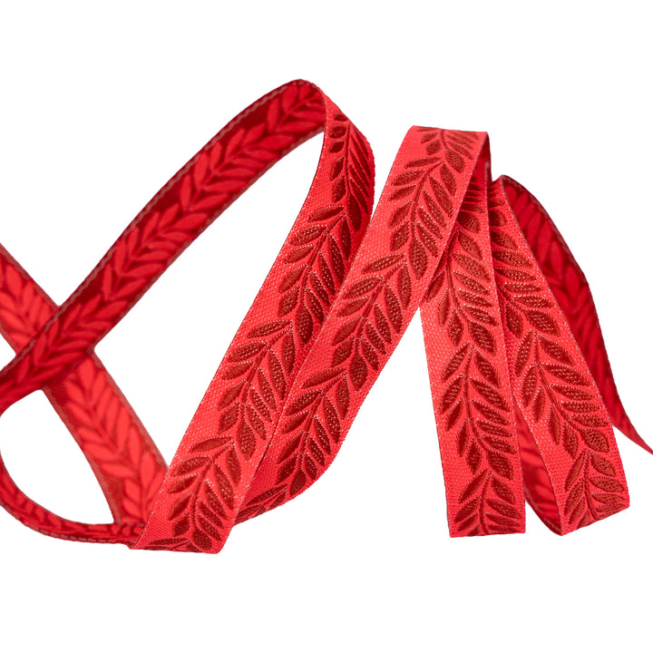Foliage - Foliage in Coral - 3/8" width - by Sally Kelly - 15 Yard Spool