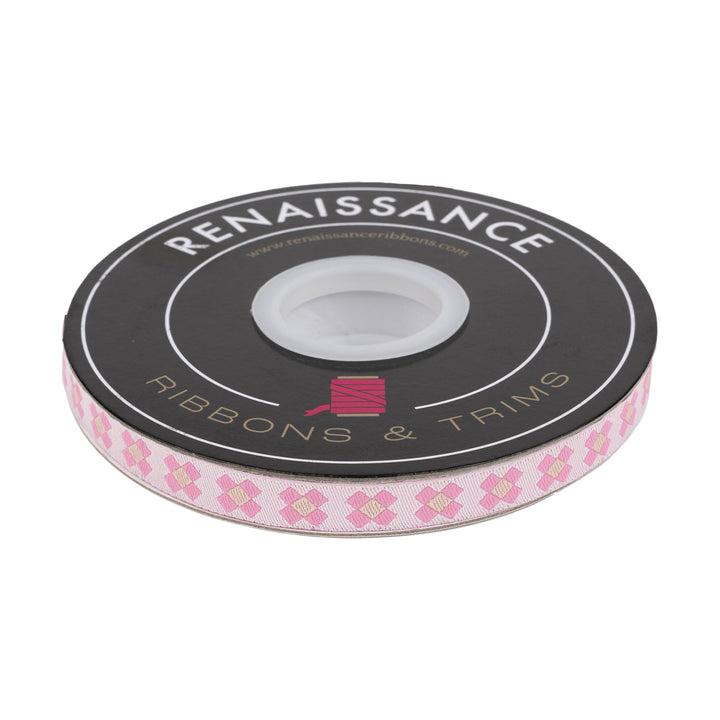 Patchwork in Pink - 3/8" width - Meadow - 15 Yard Spool