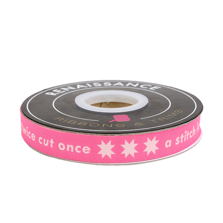 Catnap - Measure Twice in Neon Pink - 5/8" width - by Alexia Abegg - 15 Yard Spool