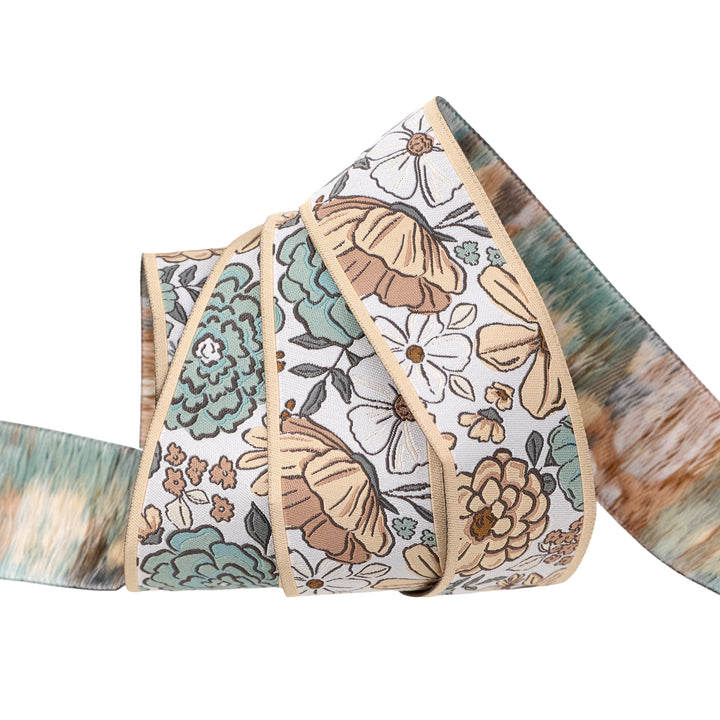 Montana Bloom - Floral in Light - 1-1/2" width - by Cate and Rainn - 15 Yard Spool