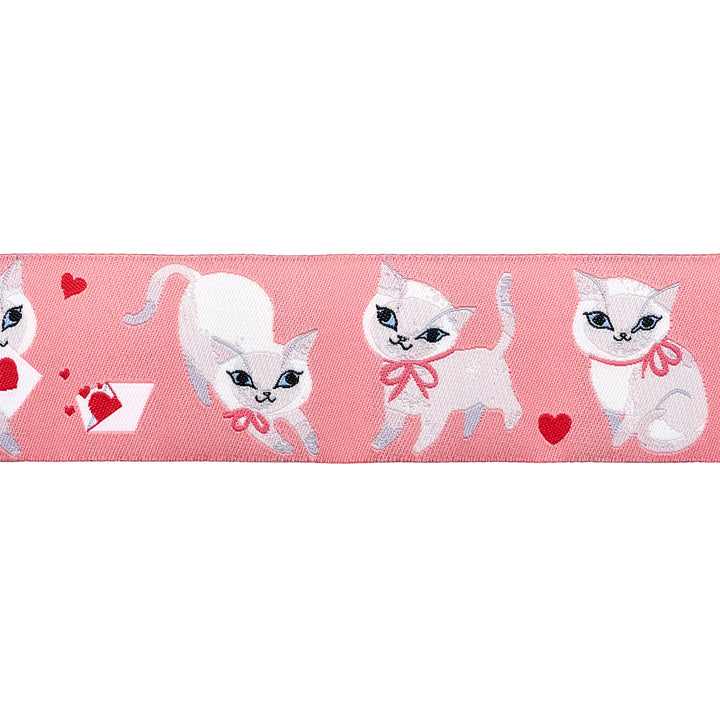 Funny Valentine - Sweet Kitten in Pink - 1-1/2" width - by Lizzy House - 15 Yard Spool