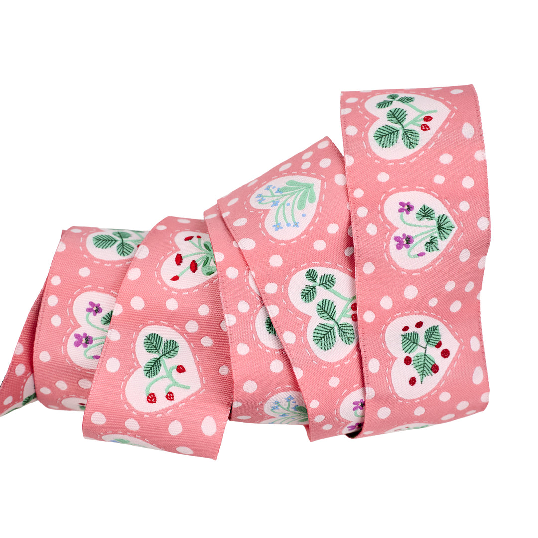 Funny Valentine - Sweet Hearts in Pink - 1-1/2" width - by Lizzy House - 15 Yard Spool