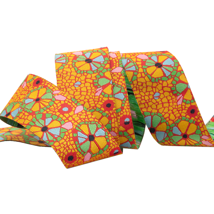 Mosaic Floral on Orange- Odile Bailloeul  - 1 1/2"