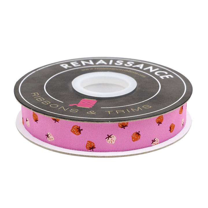 Strawberry - Strawberry Toss in Daisy - 7/8" width - by Kimberly Kight - 15 Yard Spool