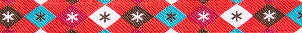Argyle and Stars on Red - 5/8" width - by Jessica Jones - 27 Yard Spool