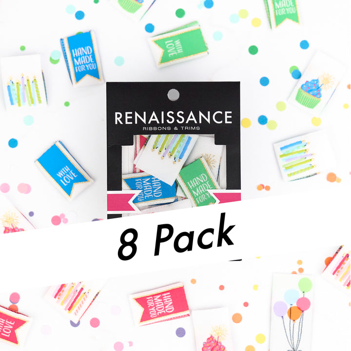 Happy Birthday - Woven Label Pack - 8 PACK