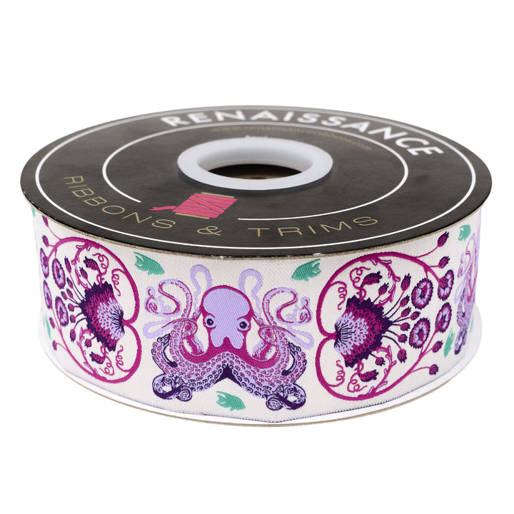 Floral Reef - Octogarden in Ultraviolet - 1-7/8" width - by Tula Pink - 15 Yard Spool