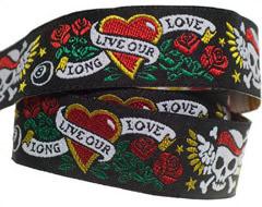 Black Tattoo Ribbon with Skull &amp; Bones