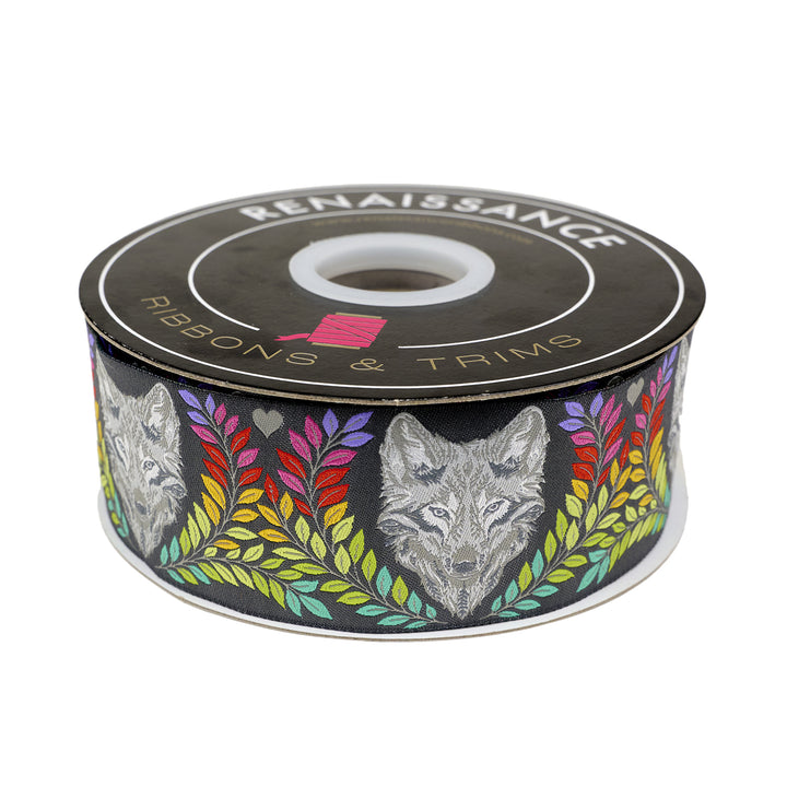 Graywork - Wolf of Pink Street in Carbon - 2" width - by Tula Pink - 15 Yard Spool