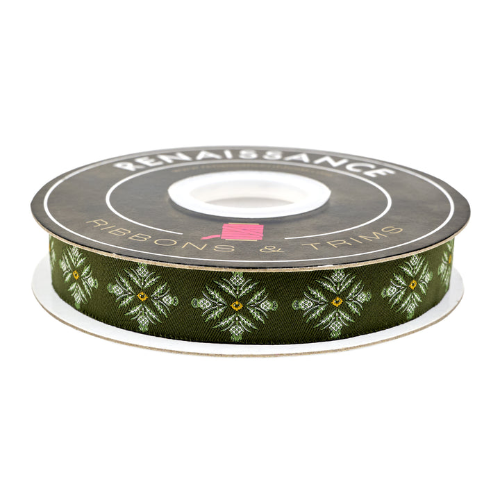 Spruce - Blooming Thistle in Green - 7/8" width - by Sharon Holland - 15 Yard Spool