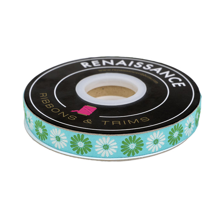 Best Day - Vintage Flower in Turquoise 5/8" - by Melody Miller - 15 Yard Spool
