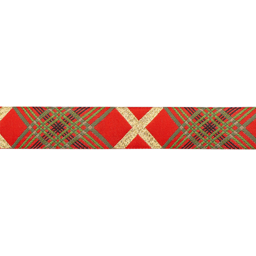 Spruce - Crossed Threads in Red - 7/8" width - by Sharon Holland - 15 Yard Spool