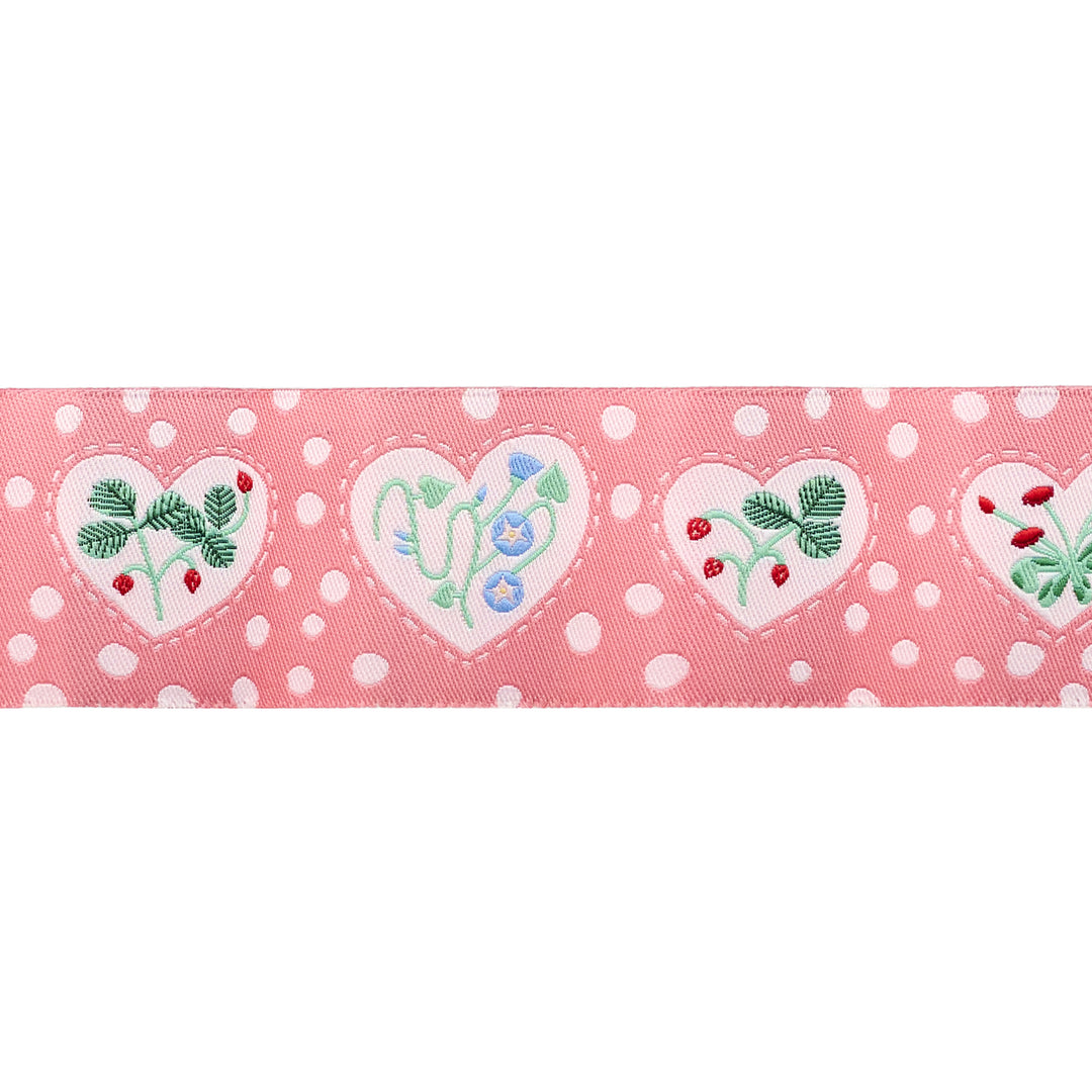 Funny Valentine - Sweet Hearts in Pink - 1-1/2" width - by Lizzy House - 15 Yard Spool