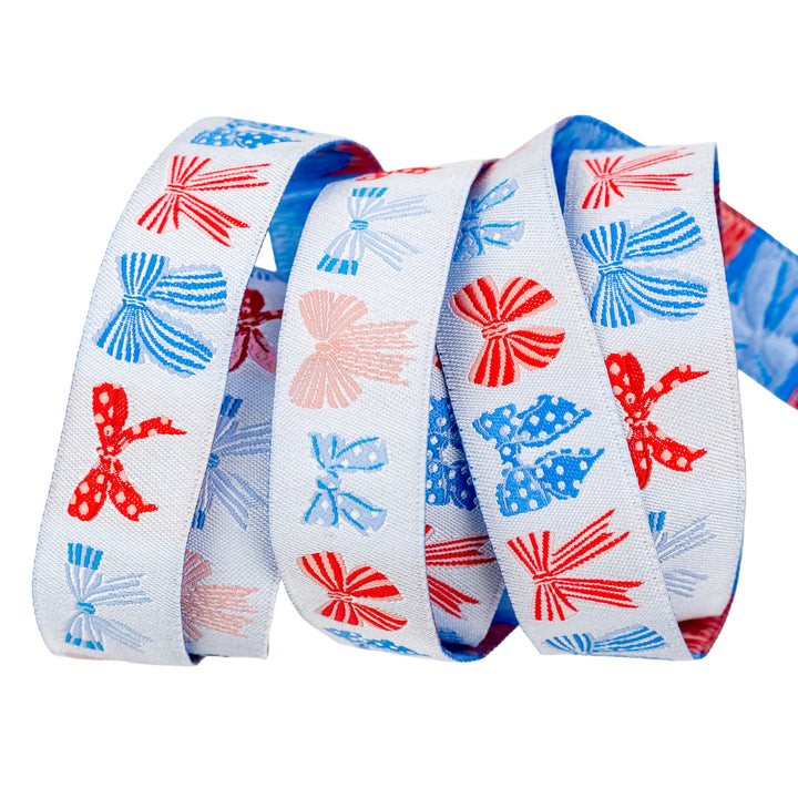 250th Birthday - Festive Bows - 7/8" width - by Renaissance Ribbons - 15 Yard Spool