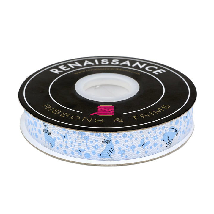 Love Letter - Bunny Dot in Blue 7/8" - by Lizzy House - 15 Yard Spool