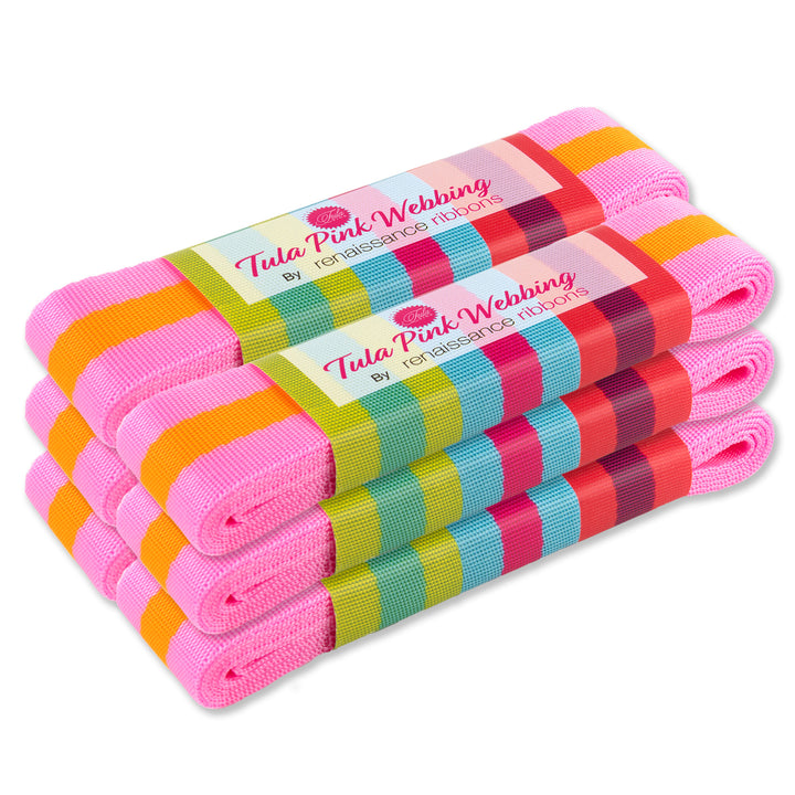 2yd Pink and Orange - 1.5" Nylon Webbing - by Tula Pink - PRO 6pk
