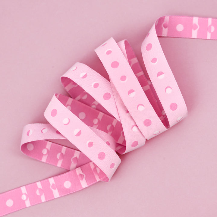Celestial Garden - Tidal Moon in Pink - 5/8" width - by Alexandra Bordallo - 15 Yard Spool