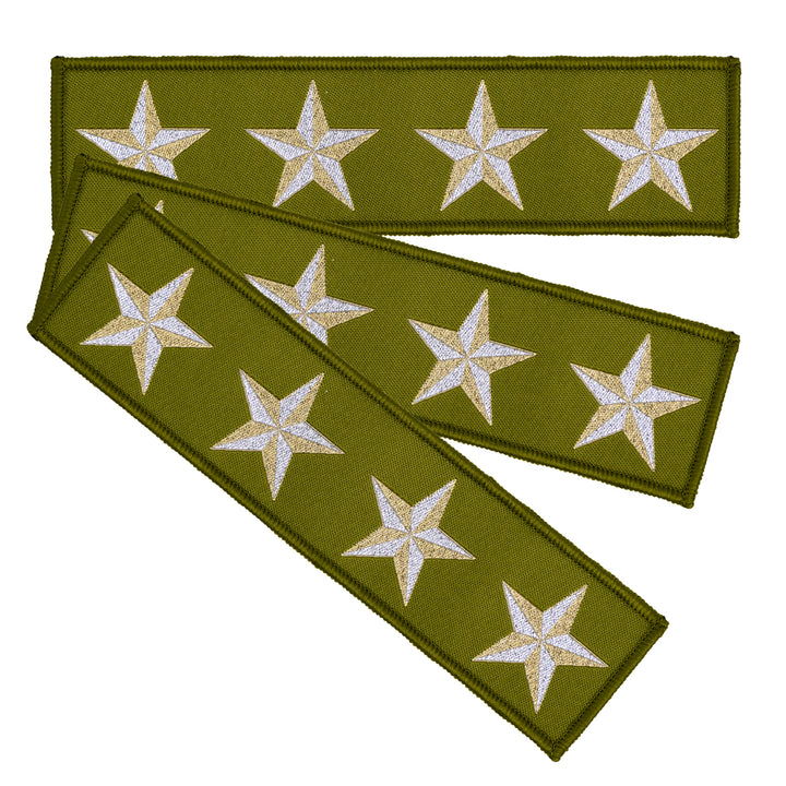 High Flight - 4 Star in Olive - by Sarah Thomas - 38x149mm - Iron-On Applique Patch - 3 Pack