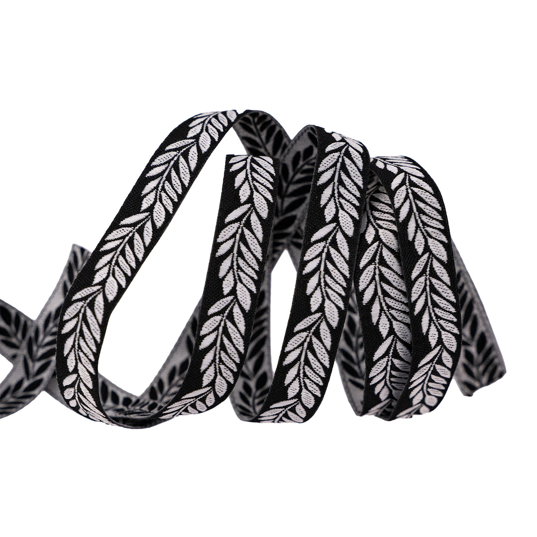 Foliage - Foliage in Black - 3/8" width - by Sally Kelly - 15 Yard Spool