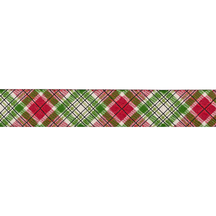 Holiday Cheer - Holiday Plaid in Cream - 7/8" width - by Stacy Iest Hsu - 15 Yard Spool