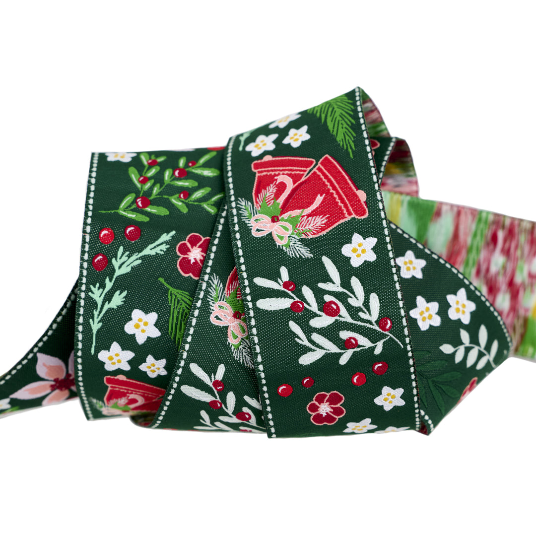 Mistletoe and Holly - Floral Mistletoe - 1-1/2" width - by Beverly McCullough - 15 Yard Spool