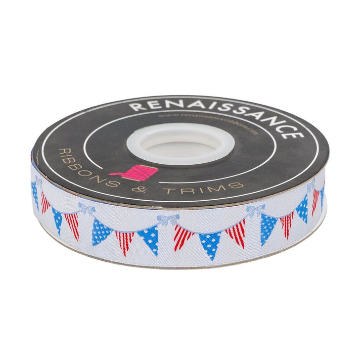 250th Birthday - Flag Banner - 1" width - by Renaissance Ribbons - 15 Yard Spool