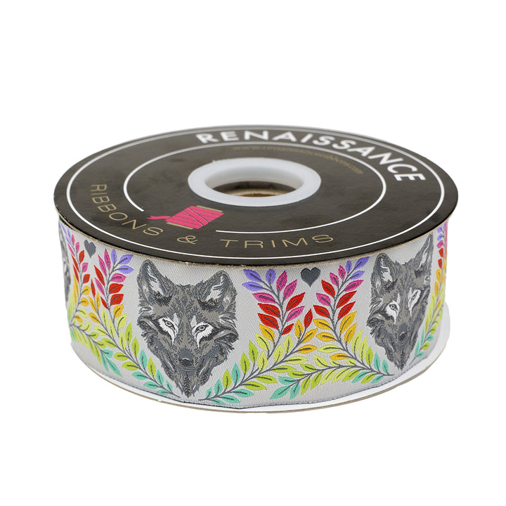 Graywork - Wolf of Pink Street in Fog - 2" width - by Tula Pink - 15 Yard Spool