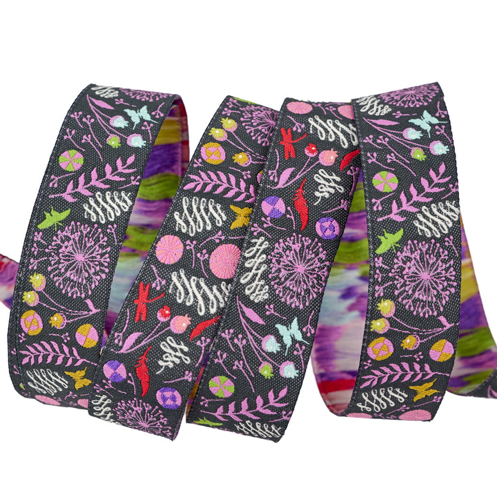Prince Charming Deja Vu - Dandelion in Licorice - 7/8" width - by Tula Pink - 15 Yard Spool