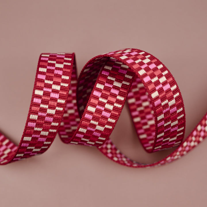 Paradise Garden - Rhapsody in Pomegranate - 1" width WEBBING - by Patty Basemi - 16 Yard Spool