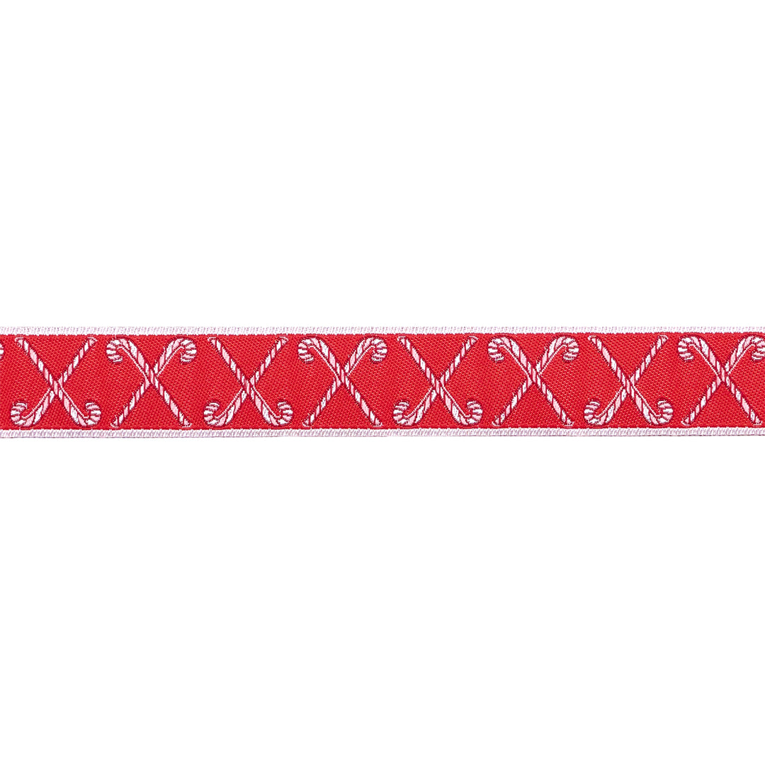 Mistletoe and Holly - Criss Cross Candy Canes - 3/4" width - by Beverly McCullough - 15 Yard Spool