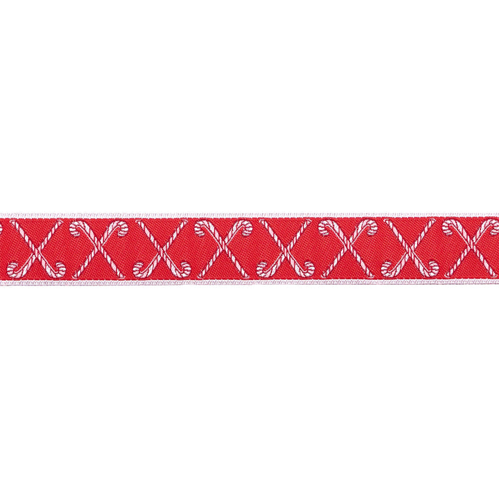 Mistletoe and Holly - Criss Cross Candy Canes - 3/4" width - by Beverly McCullough - 15 Yard Spool