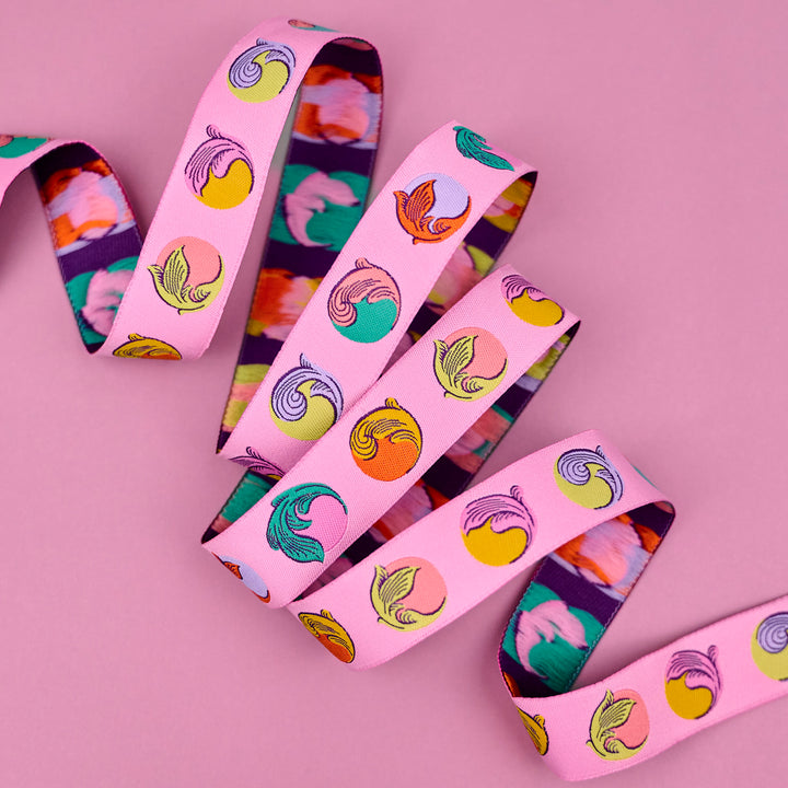 Legendary - Gumballs in Wild Orchid - 7/8" width - by Tula Pink - 15 Yard Spool (Preorder)