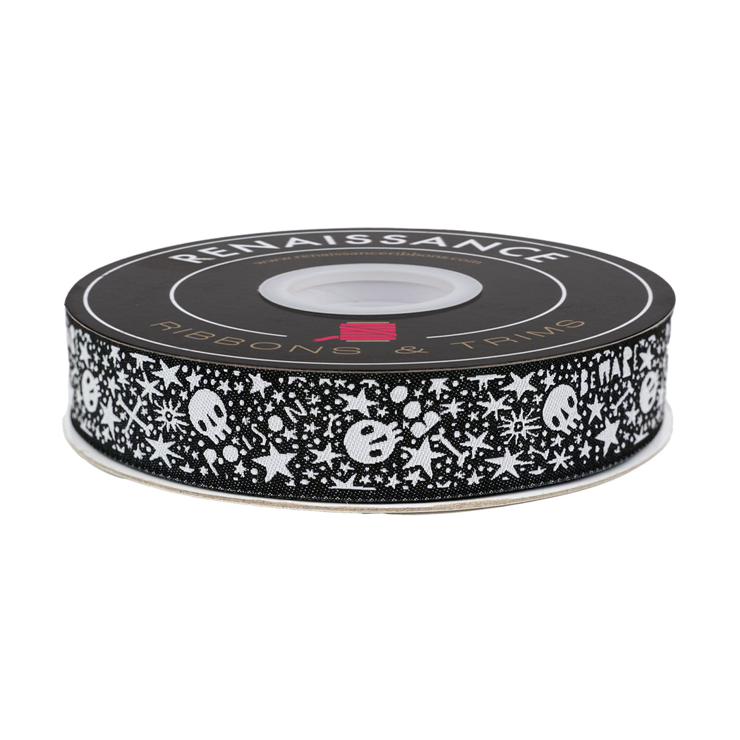 Witchy Ways - Skelly Stars and Bones  - 7/8" width - by Cori Dantini - 15 Yard Spool