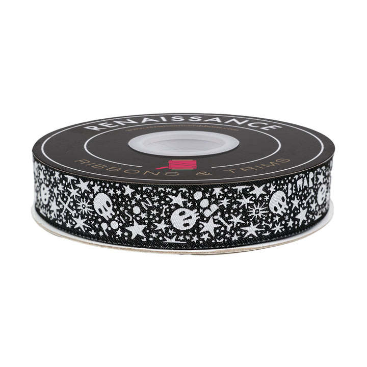Witchy Ways - Skelly Stars and Bones  - 7/8" width - by Cori Dantini - 15 Yard Spool