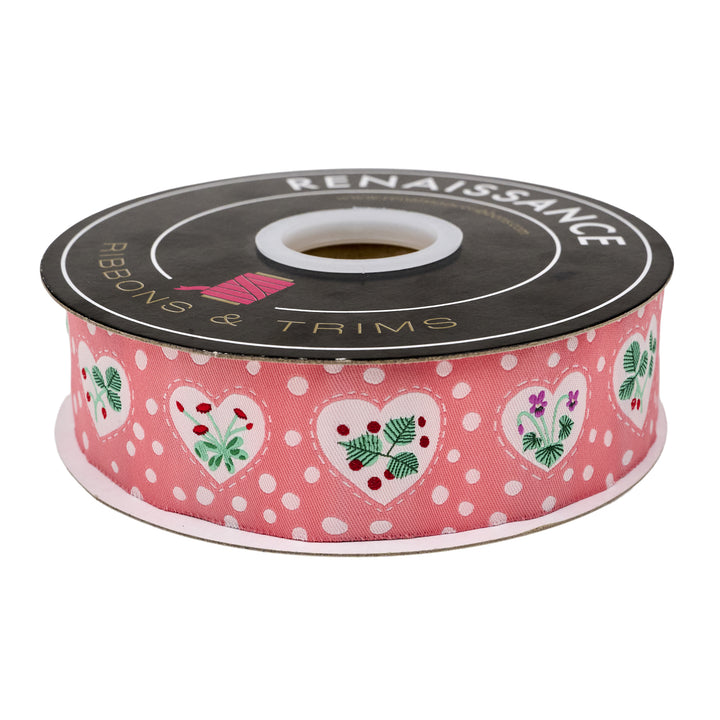 Funny Valentine - Sweet Hearts in Pink - 1-1/2" width - by Lizzy House - 15 Yard Spool