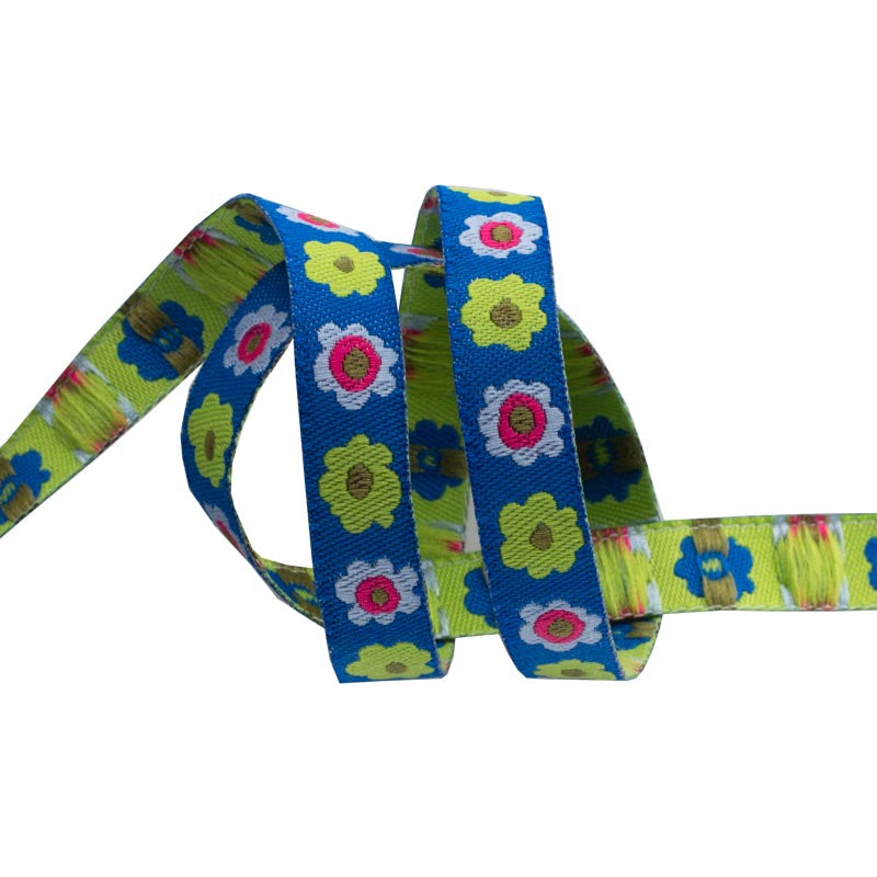 Narrow Blue Flowers row - 3/8" - Kaffe Fassett