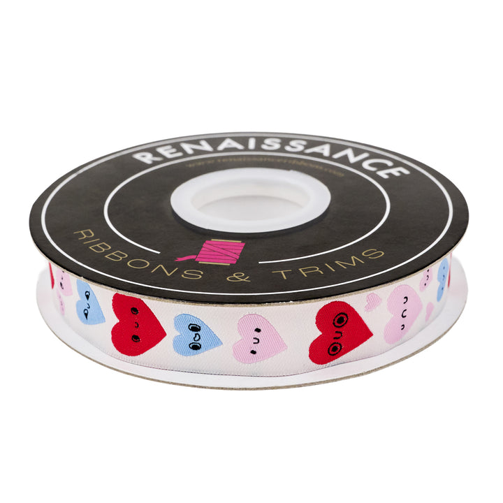 Funny Valentine - Happy Hearts - 7/8" width - by Lizzy House - 15 Yard Spool