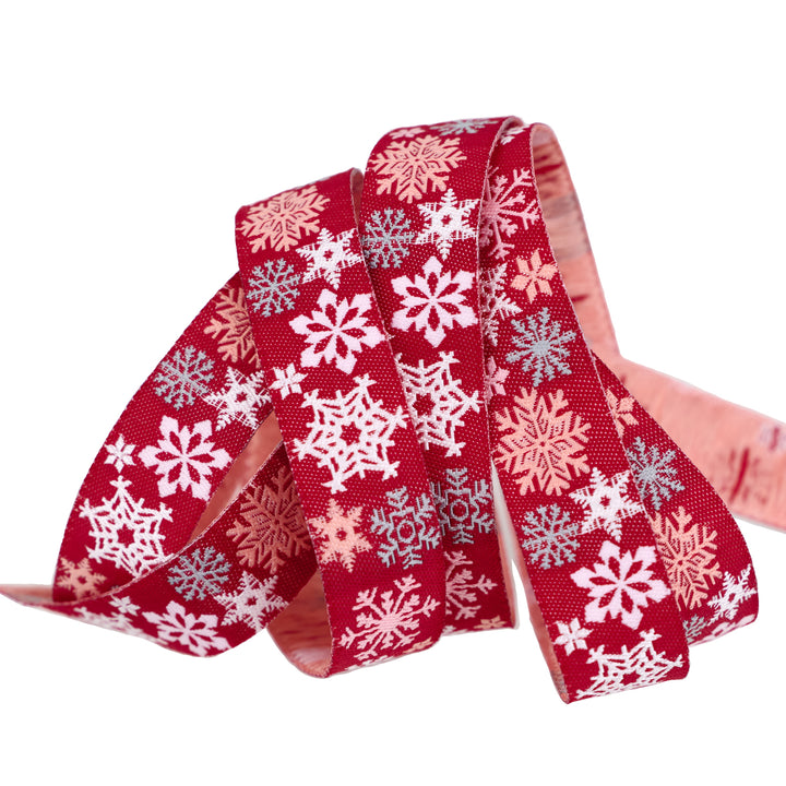 Mistletoe and Holly - Sweet Snowflakes - 5/8" width - by Beverly McCullough - 15 Yard Spool