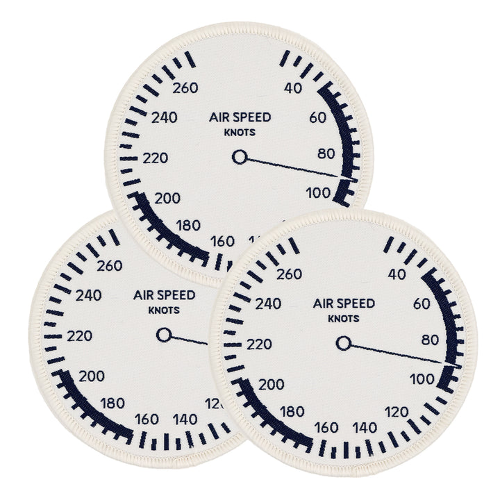High Flight - Air Speed - by Sarah Thomas - 76x76mm - Iron-On Applique Patch - 3 Pack