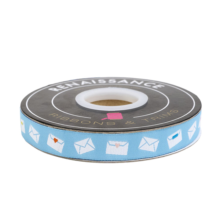 Salutations - Envelopes in Sky - 5/8" width - by Rashida Coleman Hale - 15 Yard Spool