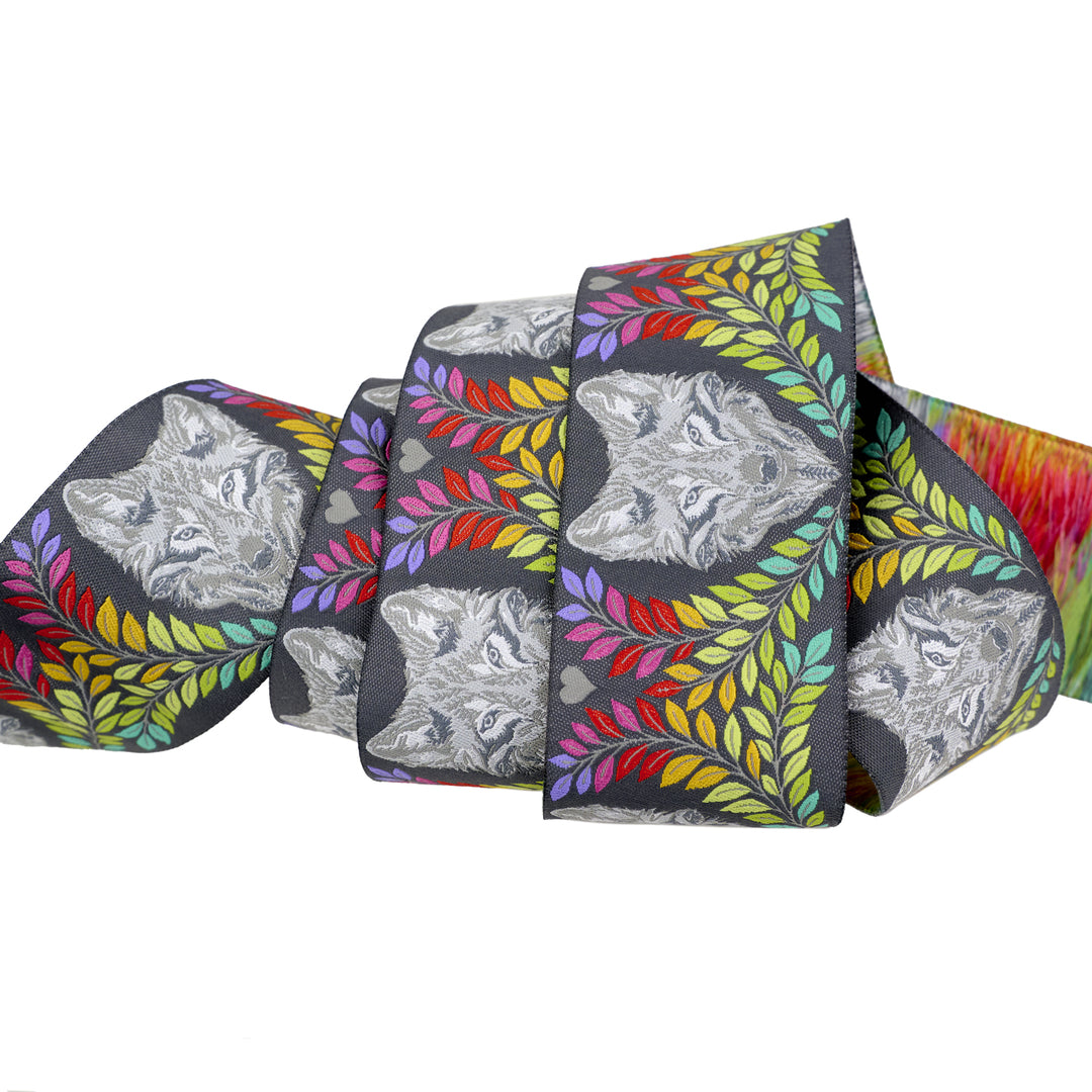Graywork - Wolf of Pink Street in Carbon - 2" width - by Tula Pink - 15 Yard Spool
