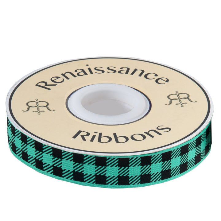 Gingham Mint and Black-7/8"