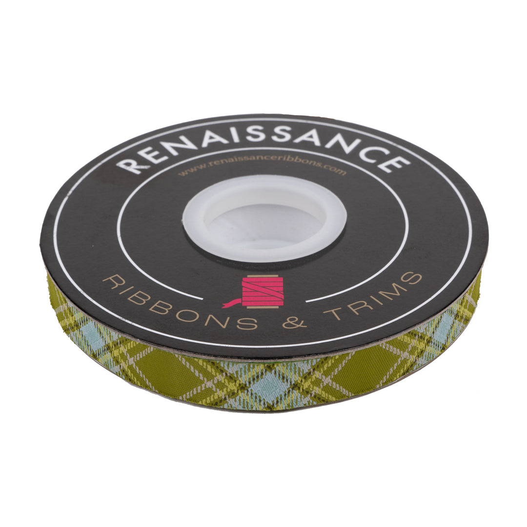 Plaid Diagonal in Fern - 5/8" width - The Great Outdoors by Stacy Iest Hsu - 15 Yard Spool