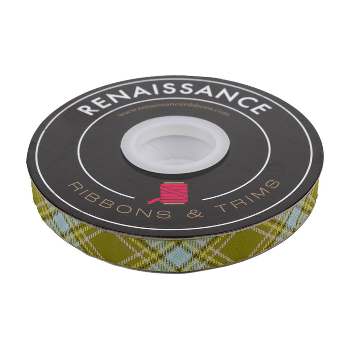 Plaid Diagonal in Fern - 5/8" width - The Great Outdoors by Stacy Iest Hsu - 15 Yard Spool