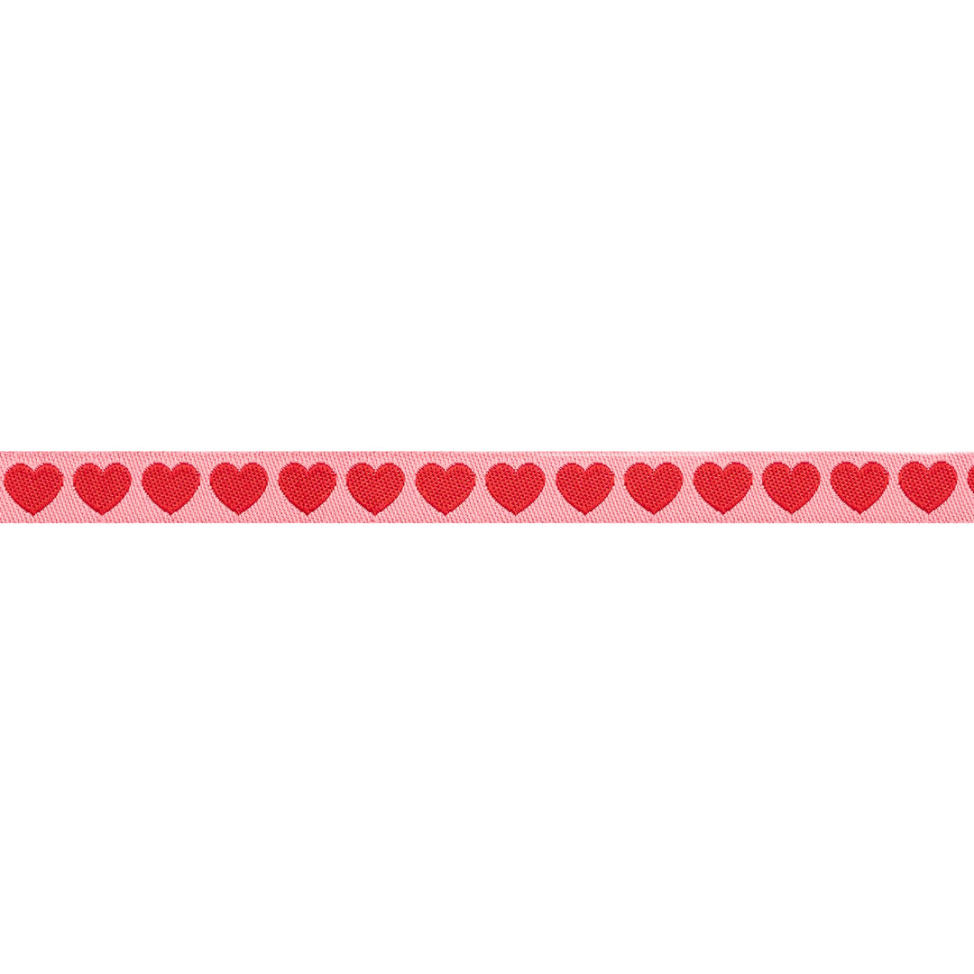 Funny Valentine - Tiny Hearts in Pink and Red - 3/8" width - by Lizzy House - 15 Yard Spool