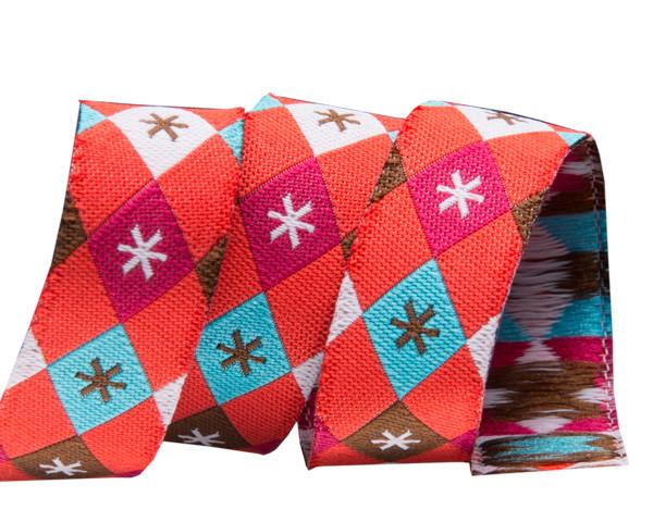 Argyle and Stars on Red - 5/8" width - by Jessica Jones - 27 Yard Spool