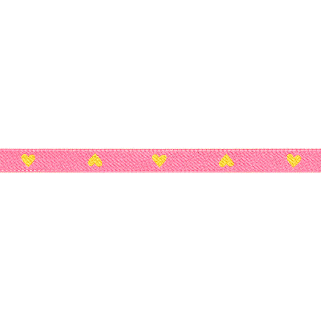 Hearts and Sparks - Hearts in Neon Pink/Yellow - 3/8" width - by Melody Miller - 15 Yard Spool