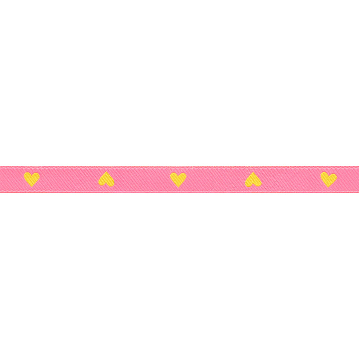 Hearts and Sparks - Hearts in Neon Pink/Yellow - 3/8" width - by Melody Miller - 15 Yard Spool
