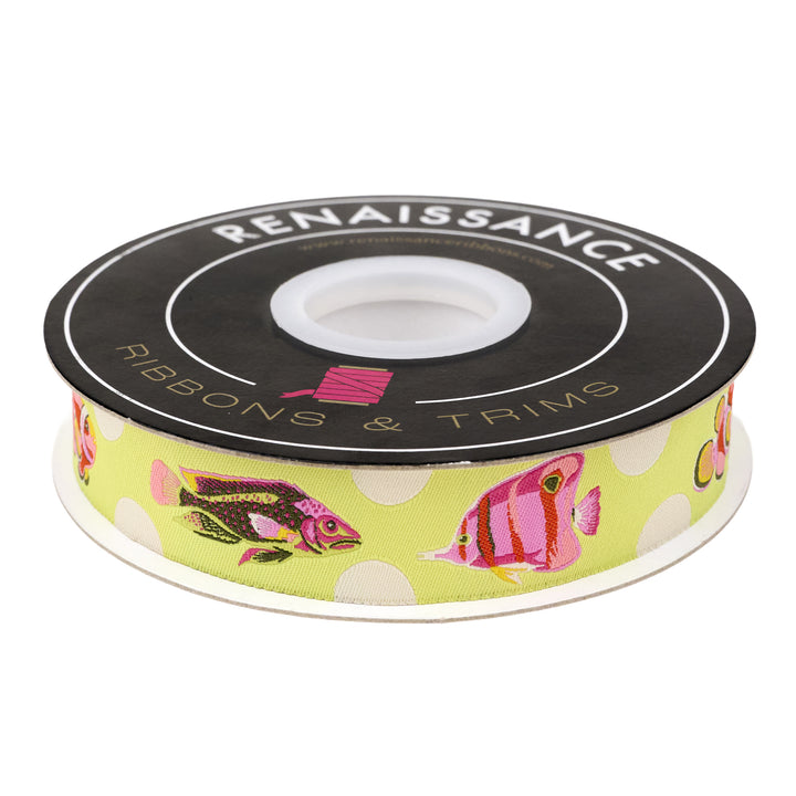 Floral Reef - School Crossing in Seagrass - 1" width - by Tula Pink - 15 Yard Spool