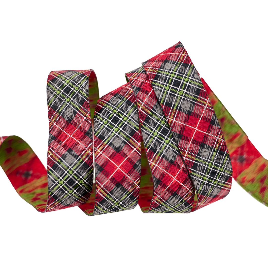 Holiday Cheer - Holiday Plaid in Raven - 7/8" width - by Stacy Iest Hsu - 15 Yard Spool